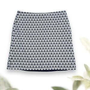 Size 10 Talbots Classic A Line Skirt Scallop Blue White Pattern Mini Skirt